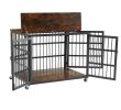 Furniture style dog crate wrought iron frame door with side openings, Grey, 38.4''W x 27.7''D x 30.2''H.